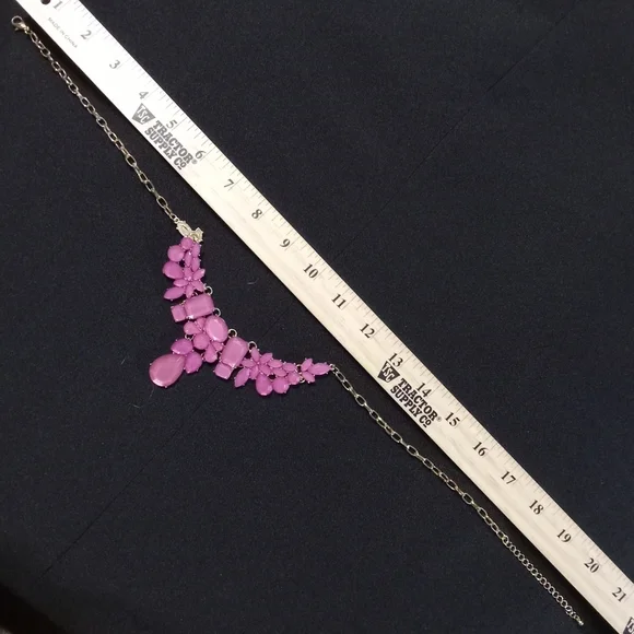 Magenta Pink Teardrop Necklace with Gold Tone Chain - Picture 3 of 3